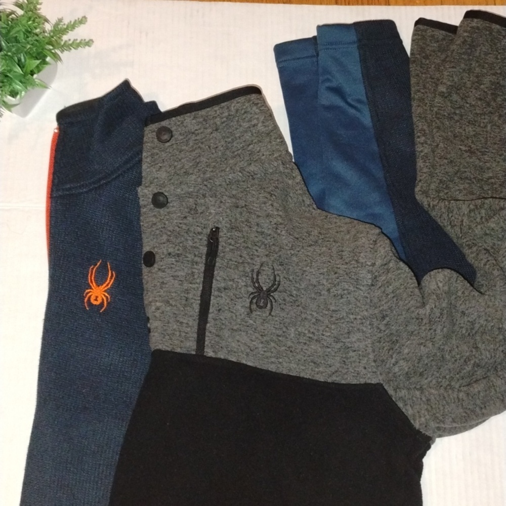 Spyder Bundle. 2 Pieces. Mens Quarter Zip/Button. Blue& Orange and Gray& Black